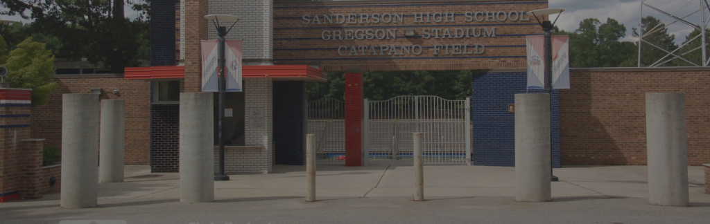 Front view of Sanderson High School's football field.